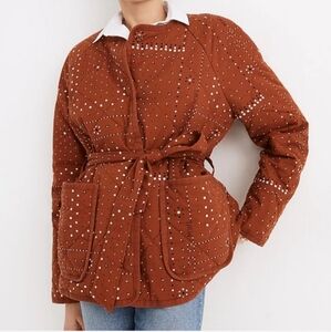 Madewell Brown Quilted Jacket with White Dots